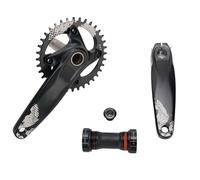 Pédalier de vélo Kuuleyn, pédaliers de vélo en alliage d'aluminium, plateau noir creux à engrenages positifs négatifs 36T avec support inférieur à manivelle pour 8 à 12 vitesses.