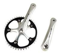 Generique – Pédalier monovitesse/piste 46d L165 Alu – Argent/Noir – Axe carré décalé