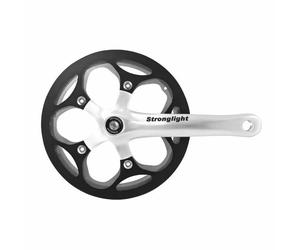 Pédalier route avec carter pour transmission sans tendeur de chaîne pour moyeu vitesse intégrée Stronglight Impact R 46Dts 8V. 70 mm Noir