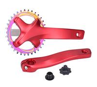 Pédalier Vélo Sans Boîtier de Pédalier, Crankset 34T Mono Plateau, Aluminium Bleu, Manivelle Gauche Droite 170mm - Léger et Robuste, Haute Compatibilité, Idéal pour VTT (Rouge)