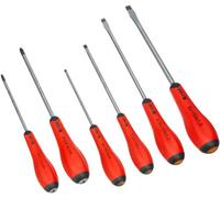 Peddinghaus 9129001201 Tournevis fente/pozidriv, Argent/rouge, Set de 6 Pièces