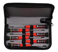 Peddinghaus 9169010001 Tournevis "Micro" fente/Phillips, Argent/rouge/noir, Set de 6 Pièces