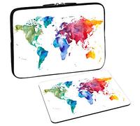 PEDEA Design Étui de Protection pour Ordinateur Portable jusqu'à 17,3 Pouces Motif Carte Globale Marron