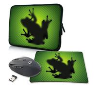 PEDEA Design Étui de Tablette PC 10,1 (25,6 cm) en néoprène 10,1 Zoll + Maus und Mauspad Green Frog