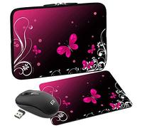 PEDEA Design Étui de Tablette PC 10,1 (25,6 cm) en néoprène 10,1 Zoll + Maus und Mauspad Motifs Papillons