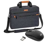 PEDEA Elegance Pro Sacoche pour Ordinateur Portable jusqu'à 15,6" avec bandoulière et Souris sans Fil Gris