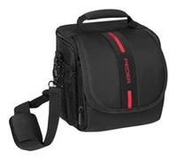 PEDEA Sacoche pour Appareil Photo DSLR *Essex* Sacoche pour Appareil Photo Reflex avec Protection Contre la Pluie, bandoulière & Compartiments pour Accessoires, Taille M Noir/Rouge