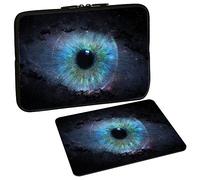 PEDEA Housse de Protection Design pour Ordinateur Portable jusqu'à 15,6" avec Tapis de Souris Design Space Eye