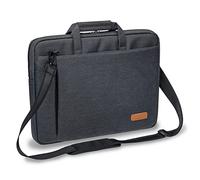 PEDEA Sacoche pour ordinateur portable "Elegance" Sacoche à bandoulière pour notebook jusqu'à 17,3 pouces (43,9 cm) et compartiment pour tablette PC jusqu'à 11 pouces (27,96 cm), Gris