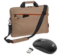 PEDEA Housse pour ordinateur portable "Fashion" Étui pour ordinateur portable jusqu’à 15,6 pouces (39,6 cm) Sacoche à bandoulière avec souris sans fil incluse, beige