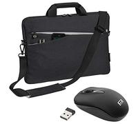 PEDEA Housse pour ordinateur portable "Fashion" Étui pour ordinateur portable jusqu’à 15,6 pouces (39,6 cm) Sacoche à bandoulière avec souris sans fil incluse, noir