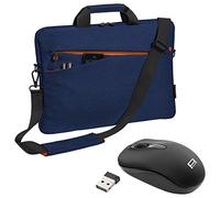PEDEA Housse pour ordinateur portable "Fashion" Étui pour ordinateur portable jusqu’à 17,3 pouces (43,9 cm) Sacoche à bandoulière avec souris sans fil incluse, bleu