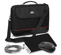 PEDEA Housse pour ordinateur portable "Trendline" jusqu’à 18,4 pouces (46,7 cm) avec kit débutant composé d’une souris sans fil, d’un tapis de souris et d’un cadenas d’ordinateur, noir