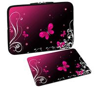 PEDEA Motif Housse de Protection pour Ordinateur Portable jusqu'à 33,8 cm avec Tapis de Souris, Papillon, 13.3 inch with Mouse Pad