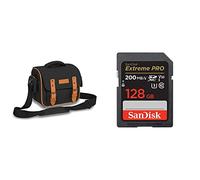 PEDEA Sacoche pour Appareil Photo DSLR Vintage Étui pour Appareil Reflex avec Housse de Protection étanche Contre la Pluie & SanDisk 128 Go Extreme Pro Carte SDXC + RescuePRO Deluxe