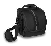 PEDEA Sacoche pour Appareil Photo *Essex* Sac Photo pour Appareil Photo Reflex avec Protection Contre la Pluie, bandoulière et Compartiments pour Accessoires, Taille M Noir/Gris