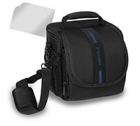 PEDEA Sacoche pour appareil photo Sony Panasonic Lumix DMC-FZ72 avec sangle, compartiment pour objectif et accessoires Avec film de protection d'écran