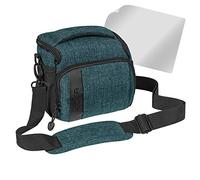 PEDEA SLR Sac à bandoulière avec protection d'écran pour Olympus E-M10, E-M5 Mark II, Pen E-PL8 E-PL9 / Canon EOS M50 / Nikon D5600 / D7500 / Panasonic Lumix DMC G9 G81 GX8 GX80 Bleu pétrole