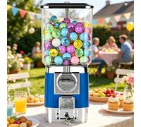 pedenencelia Distributeur Automatique, Machine à Gommes Commerciale à Pièces de Grande Capacité (220 x 32mm), Personnalisable pour Une Taille Unique de 1-1,38", avec 100 Capsules et 50 Jetons Blue