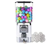 pedenencelia Distributeur de Bonbons, Machine à Gommes pour Enfants, Personnalisable pour Une Taille de 25-35mm (1-1,38"), sans Piles, Mécanique Pure à Pièces - avec 100 Balles et 50 Jetons White