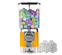 pedenencelia Distributeur de Bonbons, Machine à Gommes pour Enfants, Personnalisable pour Une Taille de 25-35mm (1-1,38"), sans Piles, Mécanique Pure à Pièces - avec 100 Balles et 50 Jetons Yellow