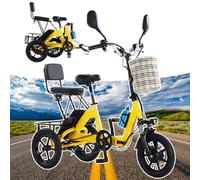 pedenencelia Foldable Electric Trike for Adults - 350w Brushless Motor, 45-70km Range, LCD Screen, Removable Battery & Foldable Compact Design for Easy Car Storage Yellow