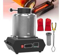 pedenencelia Four De Fusion d'or 1500 W, Fusion Rapide À 1150 °C, Affichage Numérique LED, Creuset en Graphite, Gants Isolants Thermiques Et Pinces À Creuset Inclus, pour La Fonte 3kg-Black