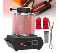 pedenencelia Four De Fusion d'or 1500 W, Fusion Rapide À 1150 °C, Affichage Numérique LED, Creuset en Graphite, Gants Isolants Thermiques Et Pinces À Creuset Inclus, pour La Fonte 1kg-Red