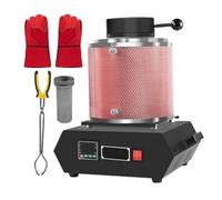 pedenencelia Four Électrique De Fusion d'or 1500 W, Four De Fusion Électrique, Contrôle De Température Numérique Pid Jusqu'À 1150 °C, Creuset en Graphite, Gants Et Pinces 1kg-Red