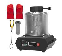 pedenencelia Four Électrique De Fusion d'or 1500 W, Four De Fusion Électrique, Contrôle De Température Numérique Pid Jusqu'À 1150 °C, Creuset en Graphite, Gants Et Pinces 3kg-Black
