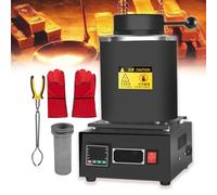 pedenencelia Four Fusion d'or Électrique 1500 W,Kit Four Fusion Automatique, Contrôle La Température,20 À 35 Minutes,avec Creuset en Graphite, Gants Isolants Thermiques,Pinces À Creuset Black-3kg