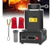 pedenencelia Four Fusion d'or Électrique 1500w,Affichage Numérique À LED, Machine Fusion Métal Numérique 1150℃, avec Creuset en Graphite,Gants Isolants Thermiquement,Pinces À Creu Black-3kg