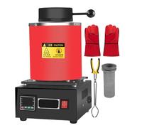 pedenencelia Four Fusion d'or Électrique 1500w,Température Chauffage 1150℃,Affichage Numérique LED,avec Creuset en Graphite,Gants Isolants Thermiques,Pinces À Creuset Red-1kg