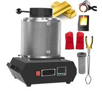 pedenencelia Kit De Four De Fusion d'or, Four De Fusion Électrique 2100℉/1150℃, pour Or, Argent, Cuivre, Aluminium, avec Creuset en Graphite, Gants Isolants Thermiques, Pinces À Creuset 3kg-Black