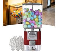 pedenencelia Machine à Gommes à Pièces, Machine à Gommes pour Enfants, Capacité de 220 x 32mm Balles Gacha, Sélectionnez Une Taille de 25-35mm (1-1,38") - pour Capsules Jouets, Bonbons Red