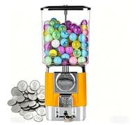 pedenencelia Machine à Gommes, Distributeur en Vrac de Balles de 1,26", Capacité de 220 x 32mm Capsules, Choisissez Une Taille de 25-35mm (1-1,38"), - Inclut 100 Balles et 50 Jetons Yellow