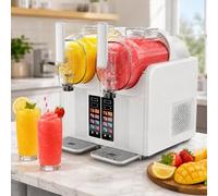 pedenencelia Machine À Granité Professionnelle, 2 Réservoirs De 2 L Chacun 135 Oz Au Total, Compresseur 430 W sans Glaçons, Machine 7 en 1 pour Granités Et Soft Serve avec Écran Tactile Couleur White