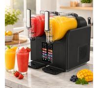 pedenencelia Machine À Granité Professionnelle, 2 Réservoirs De 2 L Chacun 135 Oz Au Total, Compresseur 430 W sans Glaçons, Machine 7 en 1 pour Granités Et Soft Serve avec Écran Tactile Couleur Black