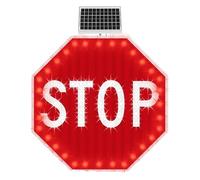 pedenencelia Panneau D'arrêt Clignotant À LED À Énergie Solaire | Octogone en Aluminium Robuste De 61 Et 79 Cm, Durée De Vie De 100 000 Heures, Fixation Facile par Pince en U pour Les Rues 24x24in