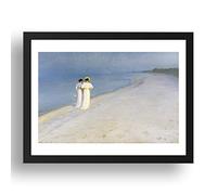 Peder Severin Kroyer Summer Evening On Skagen's Beach, Anna Ancher And Marie Kroyer Walking Together 1893, reproduction d'art vintage A3 en 43,2 x 33 cm Cadre noir