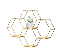 Pedes muraux hexagonaux : supports en nid d'abeille avec lumières, étagères murales géométriques | Décoration hexagonale en métal, décorations pour chambre, salle de bain, cuisine, salon, étagères