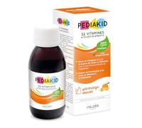 PEDIAKID - 22 Vitamines et Oligo-Éléments - Formule exclusive au sirop d'Agave - Fibres d'Acacia prébiotiques - Tonus - Renforce le système immunitaire - Goût orange abricot - Flacon de 125ml