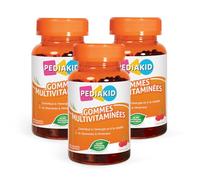 PEDIAKID - Gommes Multivitaminées - Formule Naturelle au Délicieux Arôme de Cerise - Contribue à la Réduction de la Fatigue - Soutient les Défenses Naturelles de l'Organisme - Lot de 3 piluliers