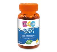 PEDIAKID Gommes Oméga 3 - Croissance & Développement Cognitif 60 Oursons | Dès 3 ans, goût citron, enfant, mémoire, concentration, fonctions cognitives, vitamines A, B5, B6 et E, zinc, sans gélatine