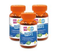 PEDIAKID - Gommes Oméga 3 - Formule Naturelle au Délicieux Arôme de Citron - Soutient les Fonctions Cognitives - Favorise la Croissance et le Développement Cérébral - Lot de 3 piluliers
