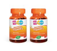 PEDIAKID - Gommes Vitamine C - Formule Naturelle au Délicieux Arôme de Cerise - Contribue à Réduire la Fatigue - Soutient le Métabolisme Énergétique et les Défenses de l'Organisme -Lot de 2 piluliers