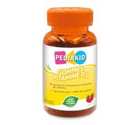 PEDIAKID Gommes Vitamine D3 - Croissance, Os & Immunité Enfant 60 oursons | Dès 3 ans, goût fraise, système immunitaire, sans gélatine, complément alimentaire, 2 gommes /jour = 100% des apports