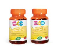 PEDIAKID - Gommes Vitamine D3 - Renforcement des défenses naturelles - Croissance & résistance - Dès 3 ans - Goût Fraise - Couvre 100% des apports journaliers recommandés - Lot de 2 Piluliers