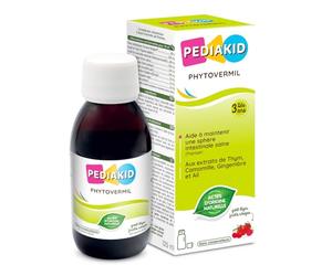 PEDIAKID Phytovermil - Équilibre Intestinal & Bien-être Enfant 125 ml | Dès 3 ans, sphère intestinale saine, infections parasitaires, papaye, camomille, thym, gingembre, ail, bouchon doseur inclus