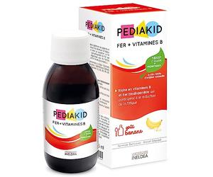 PEDIAKID - Sirop Fer + Vitamines B - Complément Alimentaire Naturel - Formule Exclusive au Sirop d'Agave - Optimise les Apports en Fer - Contribue à Réduire la Fatigue - Goût Banane - Flacon 125 ml